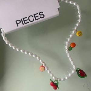 Cute fruit gem and Pearl necklace